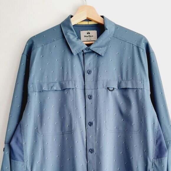 WIND RIVER Vented Back Fishing Utility Sleeve Button Down Shirt Blue Men's Sz XL - Picture 3 of 16
